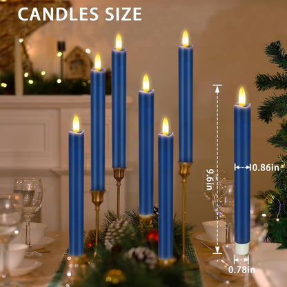 KSWING Upgraded Real Wax Short LED Flameless Taper Candles with Remote, 6 PCS White Candlesticks Battery Operated 3D Flickering - 6" Realistic Fake Candle Sticks for Home/Wedding/Fireplace Xmas Decor