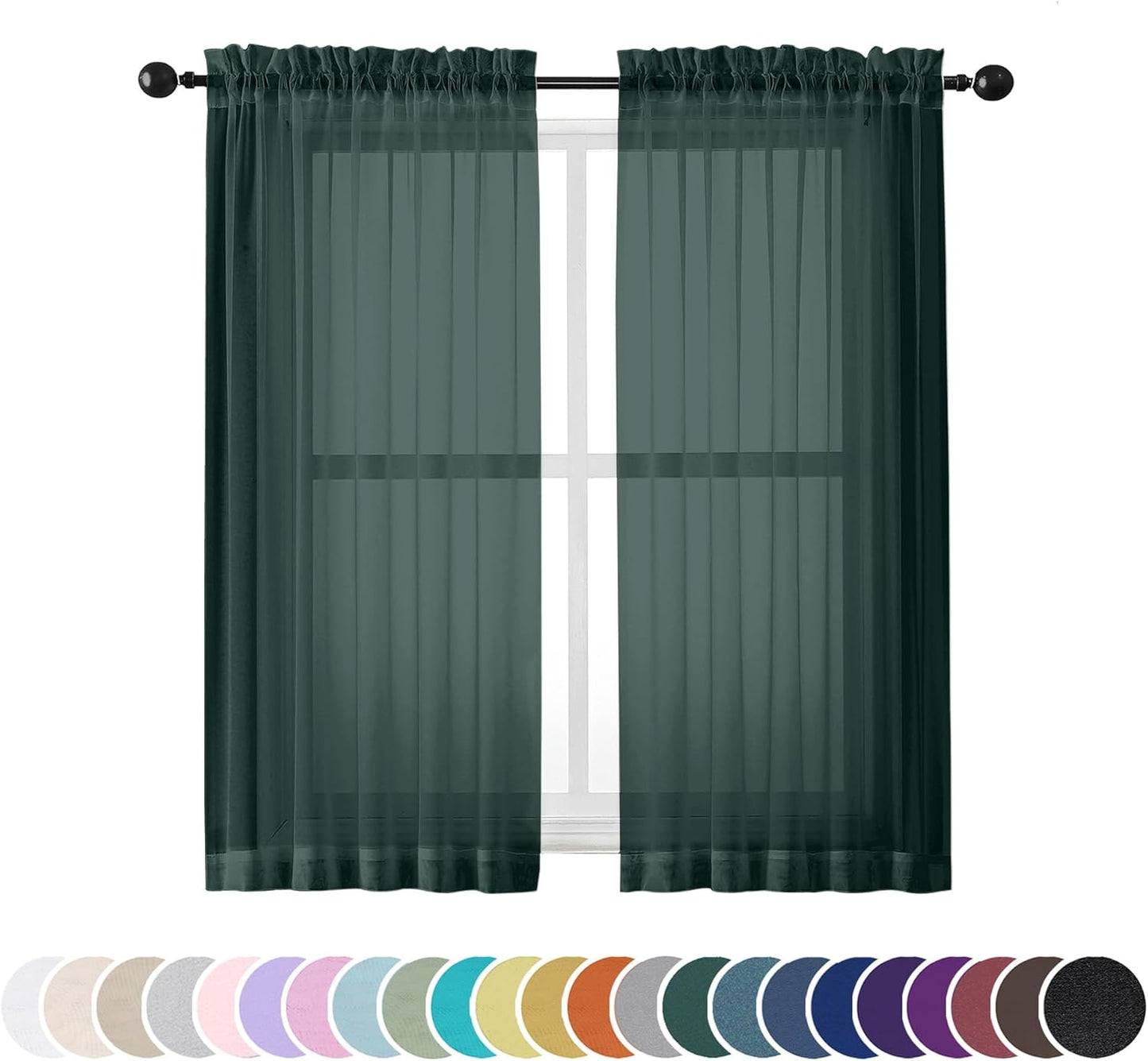 OWENIE Sheer Curtains 84 inches Long 2 Panels Set for Living Room/Bedroom, Rod Pocket Voile Sheer Panel Drapes, White, 2pcs, Each 42" W x 84" L - Colors A