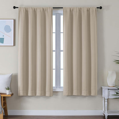 Simplebrand Ava Sage Green Blackout Curtains for Bedroom 63 Inch Length 2 Panels Set, Solid Thermal Insulated Energy Saving Rod Pocket Window Treatment Curtains Blackout Drapes, W40 x L63 Inch, Sage - Colors B