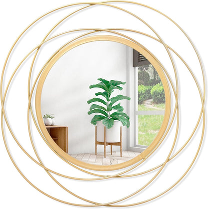 Gold Sunburst Mirrors for Wall Decorative Metal Round Art Mirrors Large Wall Decor Hanging Mirror for Bathroom Bedroom Living Room Vanity Entryway 16"