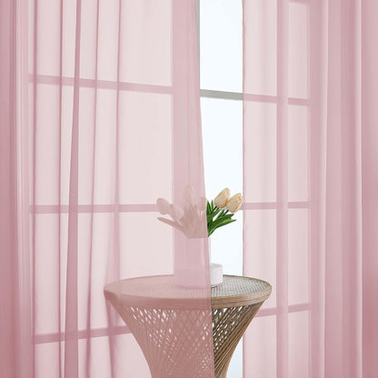 OWENIE Sheer Curtains 84 inches Long 2 Panels Set for Living Room/Bedroom, Rod Pocket Voile Sheer Panel Drapes, White, 2pcs, Each 42" W x 84" L - Colors A