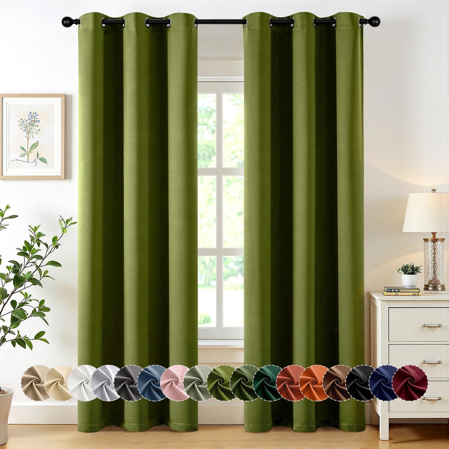 MIULEE Blackout Curtains for Bedroom Living Room 2 Panels, Thermal Insulated Room Darkening Drapes Grommet Noise Reducing Light Blocking Window Treatments 63 Inches Long 40x63 Inch Black - Colors A
