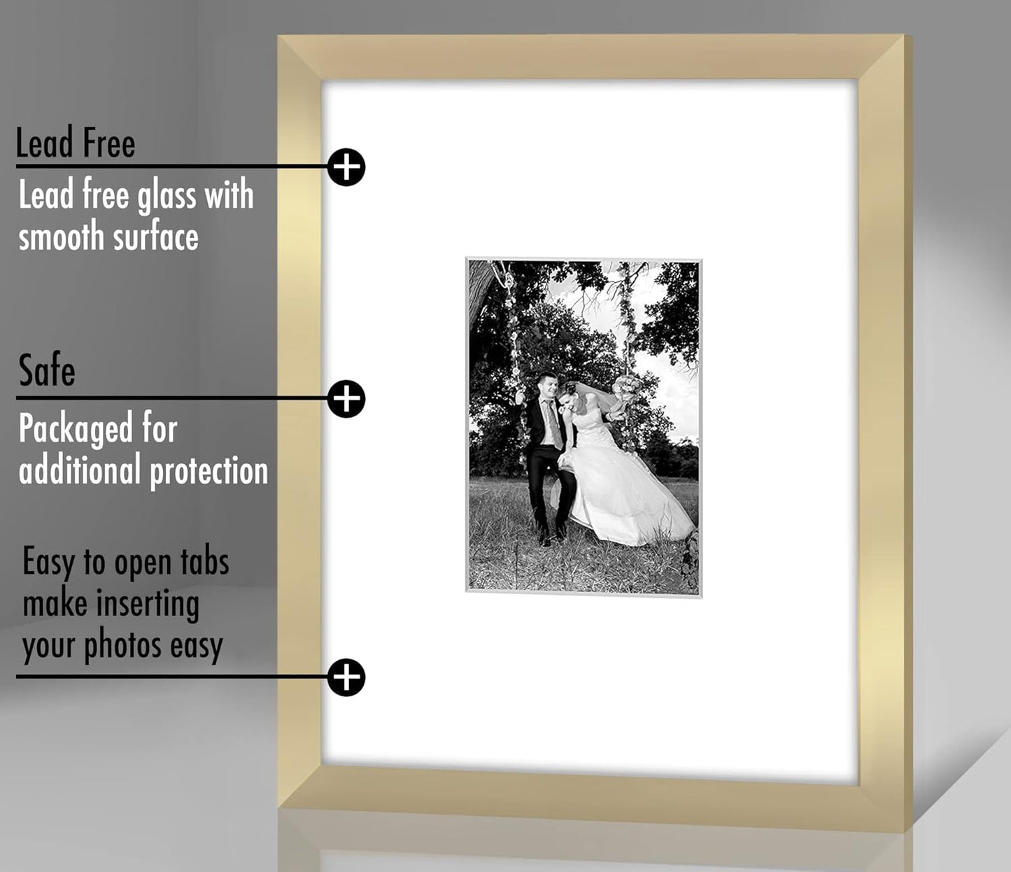 Americanflat 11x14 Picture Frame with Shatter-Resistant Glass - Use as 5x7 Frame with Mat or Display 11x14 Photo Without Mat - Signature Collection - Picture Frames for Wall Display - Black