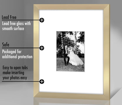 Americanflat 11x14 Picture Frame with Shatter-Resistant Glass - Use as 5x7 Frame with Mat or Display 11x14 Photo Without Mat - Signature Collection - Picture Frames for Wall Display - Black
