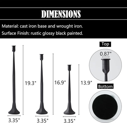 Denique Iron Taper Candle Holder Set of 3, Gold Candlestick Holders Decorative Candle Stand, Tapered Candle Holders Tall Set for Wedding, Dining Table, Home Decoration (Gold)