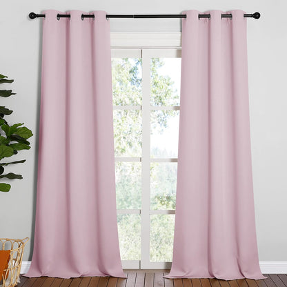 NICETOWN Halloween Pitch Black Solid Thermal Insulated Grommet Blackout Curtains/Drapes for Bedroom Window (2 Panels, 42 inches Wide by 63 inches Long, Black) - Colors B