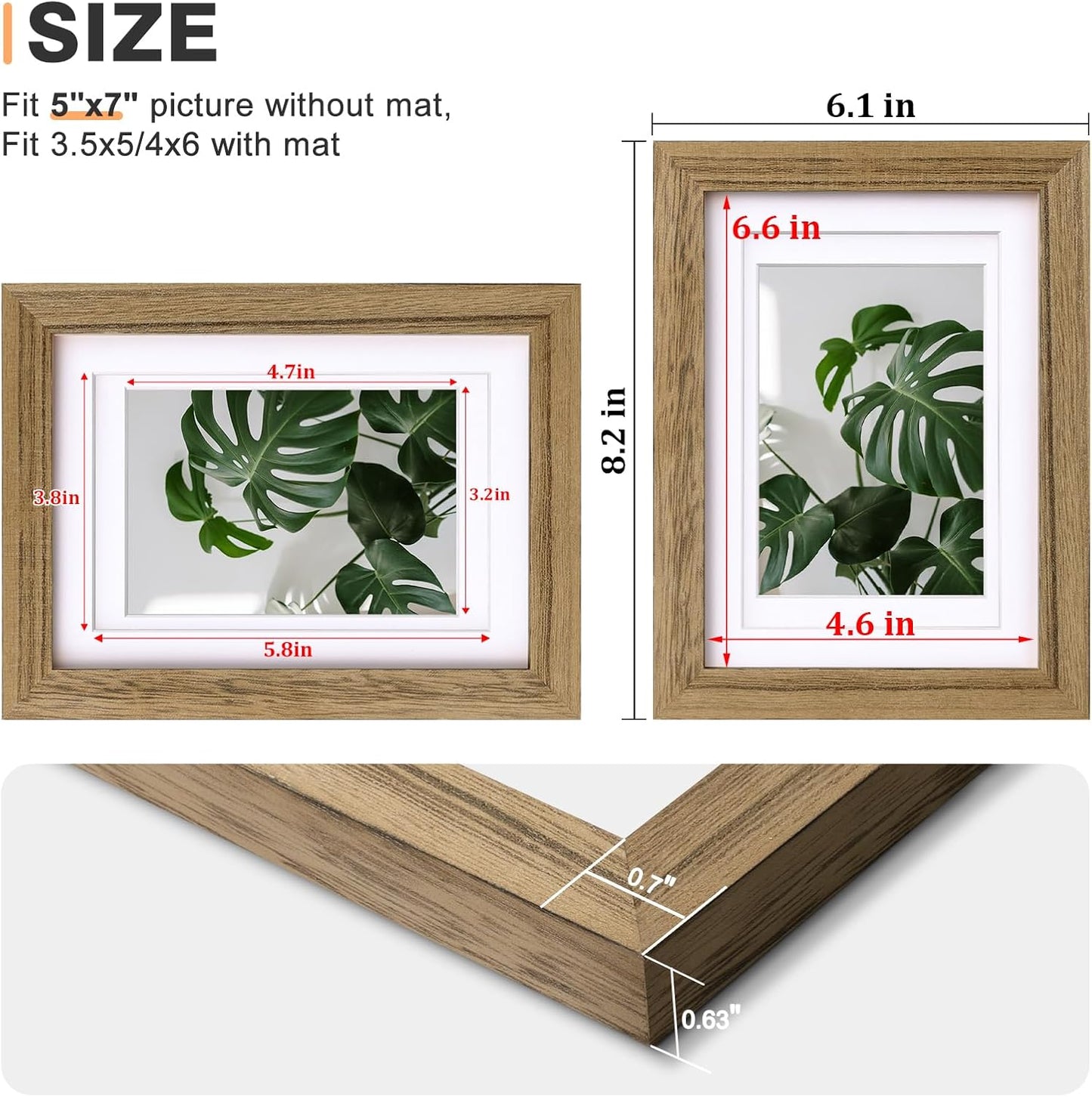 Egofine 12x16 Picture Frame Black, Covered by Plexiglass Made of Solid Wood, Display Pictures 9x12 and 11x14 with Mat or 12x16 Without Mat, for Wall Mounting Photo Frame - Colors A