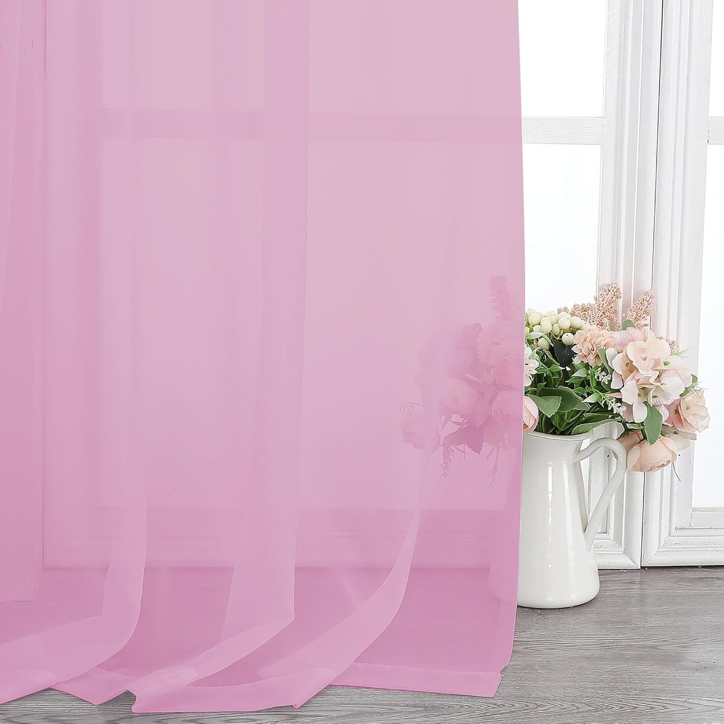 Chyhomenyc Sheer White Valances for Windows 2 Pack, Small Window Curtains for Living Room Bathroom Cafe Laundry Basement, Modern Top Dual Rod Pocket Voile Curtain, 42W x 14L inches, White - Colors A