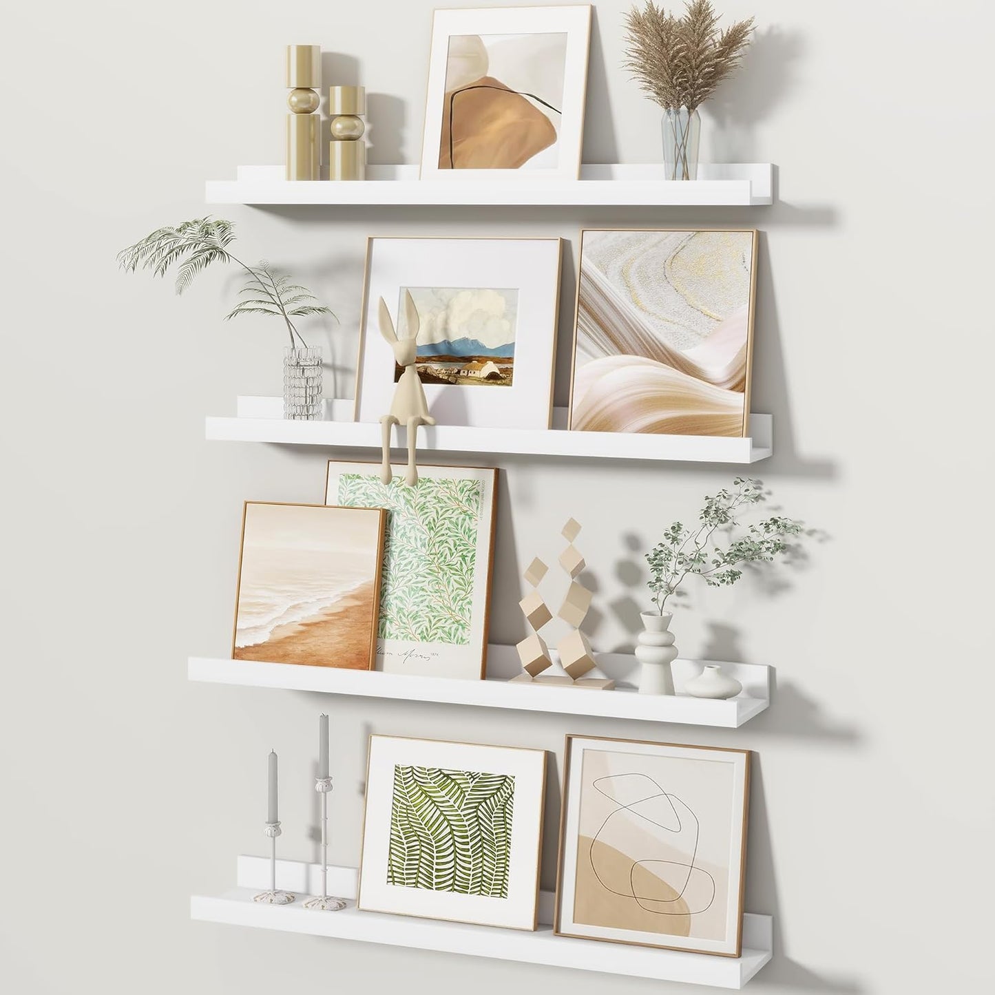 Fun Memories Picture Ledge Shelves Set of 2, 32 Inch Rustic Wall Mounted Floating Shelves with Lip for Home Storage and Décor in Bathroom, Kitchen, Nursery, Bedroom, Living Room, Walnut