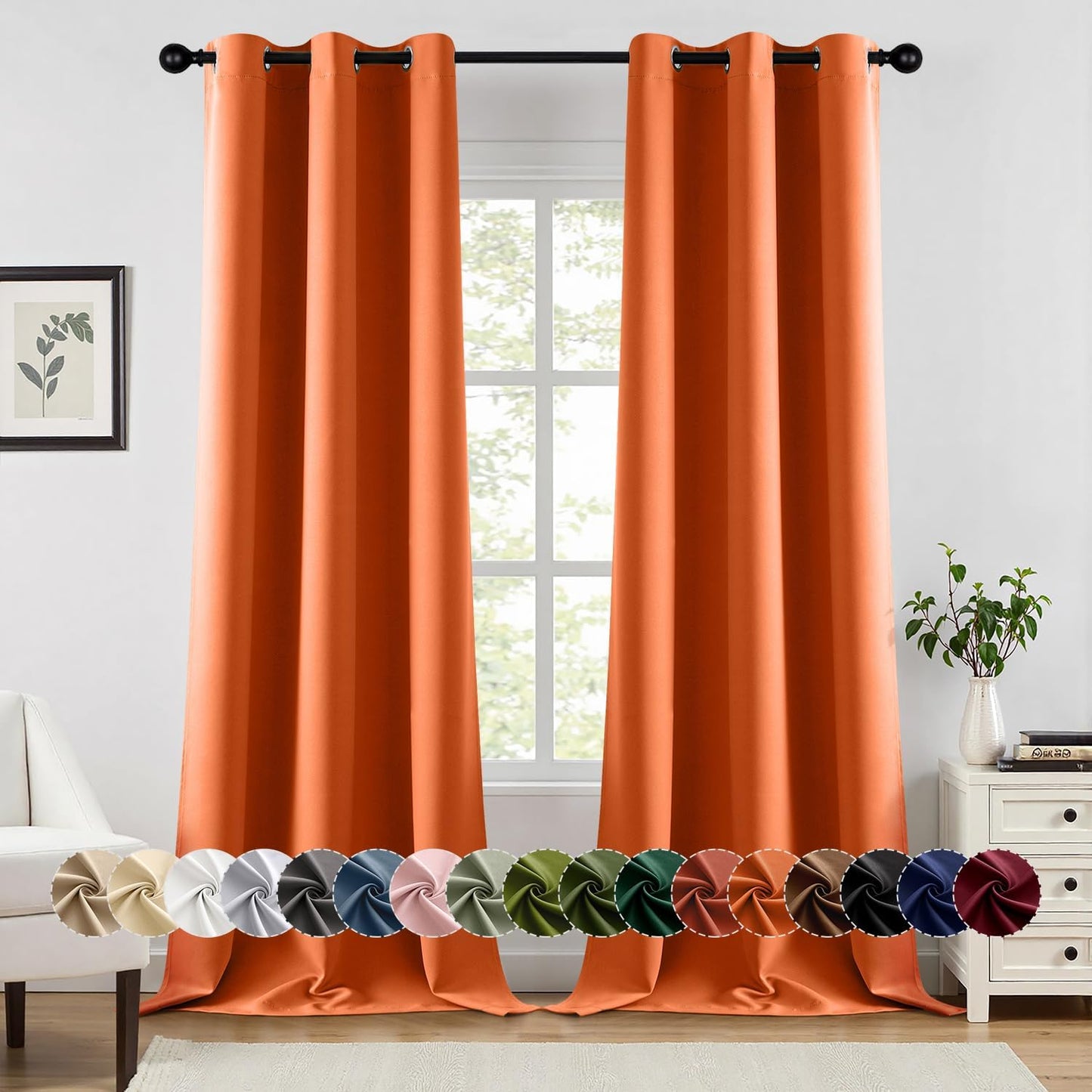 MIULEE Blackout Curtains for Bedroom Living Room 2 Panels, Thermal Insulated Room Darkening Drapes Grommet Noise Reducing Light Blocking Window Treatments 63 Inches Long 40x63 Inch Black - Colors B