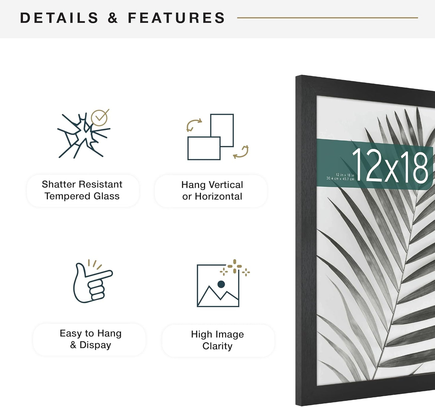 MCS Studio Gallery 16x24 Poster Frame Black Woodgrain Engineered Wood, Vertical & Horizontal Wall Hanging Large Picture Frame for Photos, Posters & Art Prints (1-Pack)