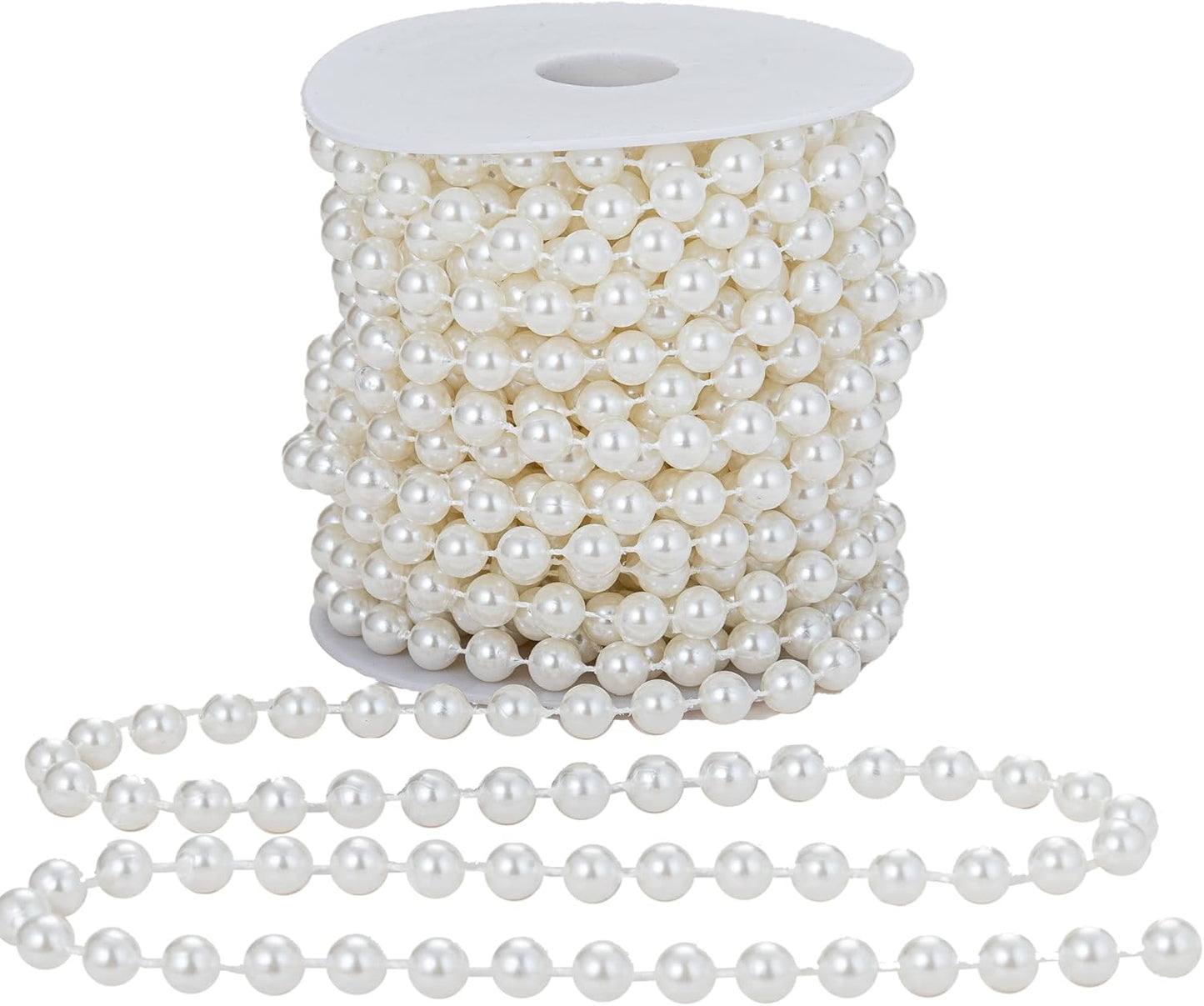 3mm Millet Beads Crafts Faux Pearl Beads Garland Pearl Bead Roll Strand of Pearls to Decorate Floral Centerpieces Wedding Party Favor Christmas Tree(33 Feet Ivory)