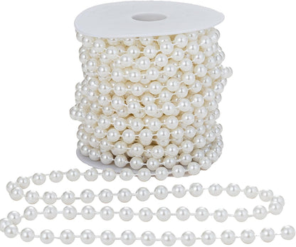 3mm Millet Beads Crafts Faux Pearl Beads Garland Pearl Bead Roll Strand of Pearls to Decorate Floral Centerpieces Wedding Party Favor Christmas Tree(33 Feet Ivory)