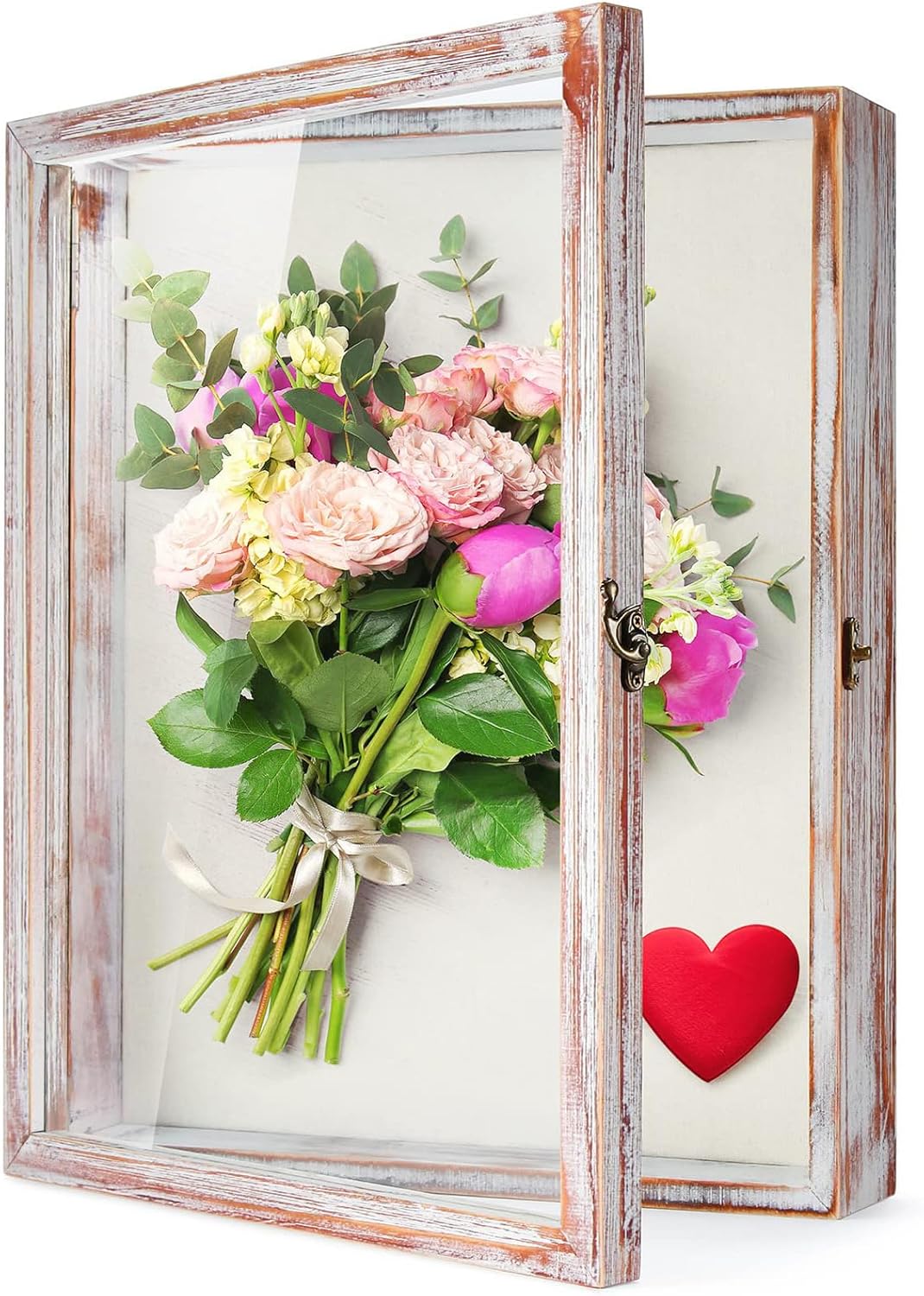 TJ.MOREE Shadow Box Frame 8 x 10 Shadowbox Display Case Picture Frame with Linen Back Memorabilia Bouquet Medals Military Photos Memory Box