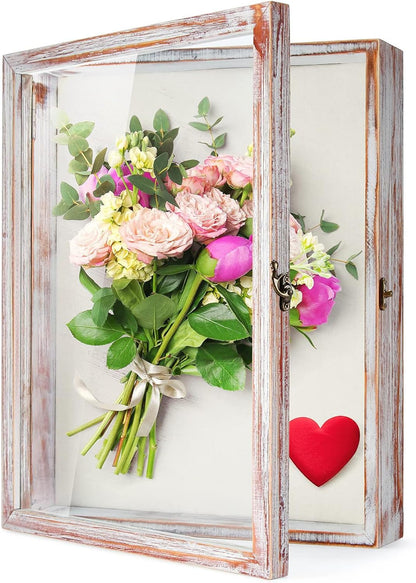 TJ.MOREE Shadow Box Frame 8 x 10 Shadowbox Display Case Picture Frame with Linen Back Memorabilia Bouquet Medals Military Photos Memory Box