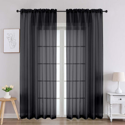 Chyhomenyc Sheer White Valances for Windows 2 Pack, Small Window Curtains for Living Room Bathroom Cafe Laundry Basement, Modern Top Dual Rod Pocket Voile Curtain, 42W x 14L inches, White - Colors B