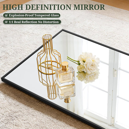 Mirror Full Length 64"x21" Full Body Floor Mirror with Stand, Shatterproof Glass, Aluminum Alloy Frame, Free Standing Wall Mounted or Leaning Arched Mirrors for Bedroom Living Room Entryway