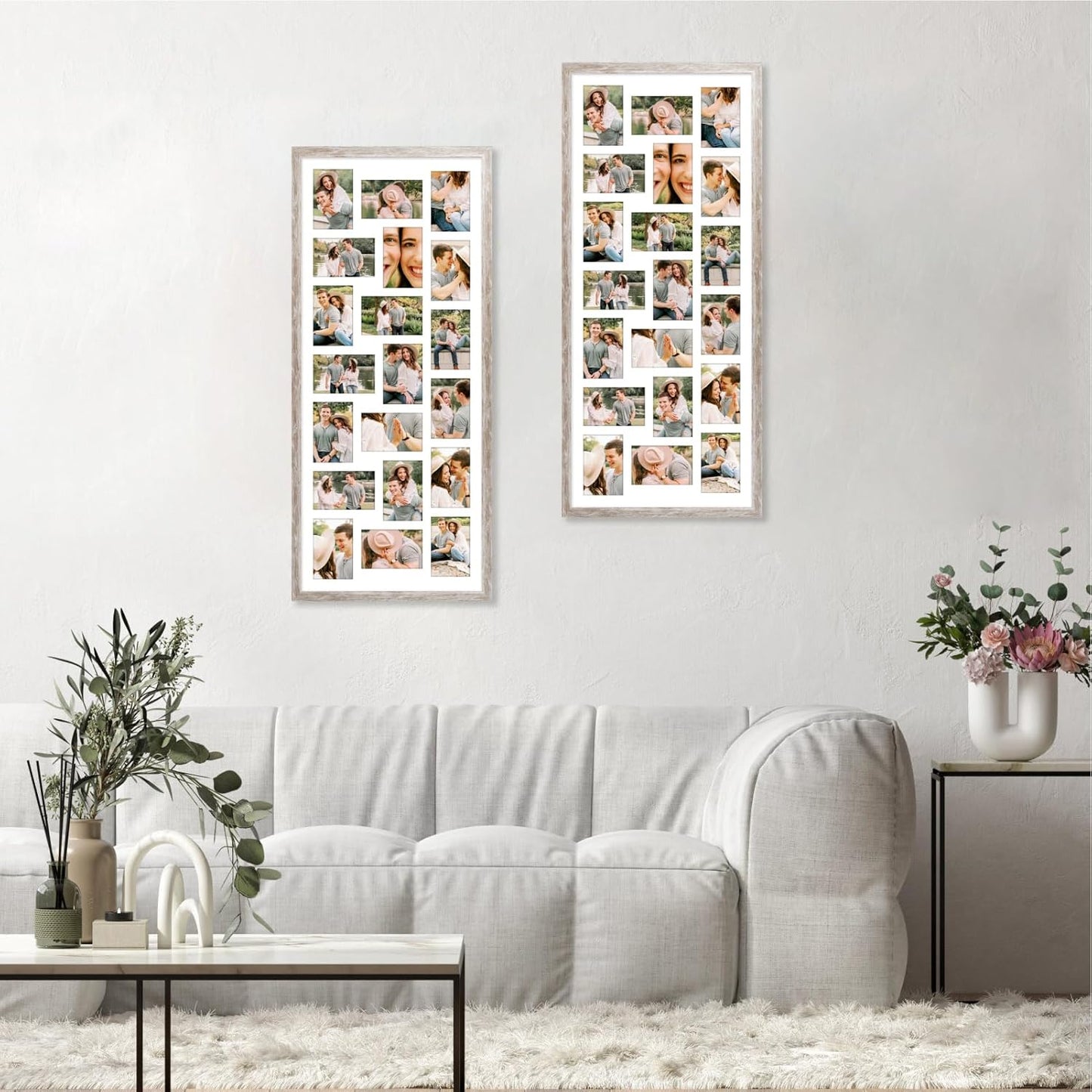 QUTREY 20 Opening 4x6 Collage Picture Frame Set of 2, 18.1x41.3 inches Black Multiple Frames Display 4 by 6 inch Photos with Mat for Wall Hanging