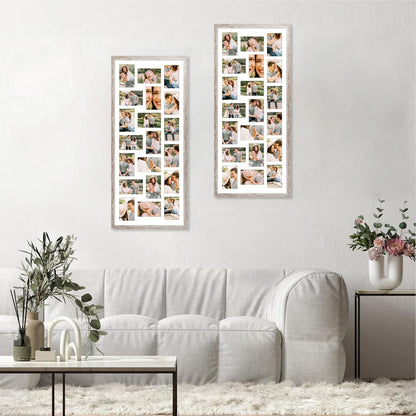 QUTREY 20 Opening 4x6 Collage Picture Frame Set of 2, 18.1x41.3 inches Black Multiple Frames Display 4 by 6 inch Photos with Mat for Wall Hanging