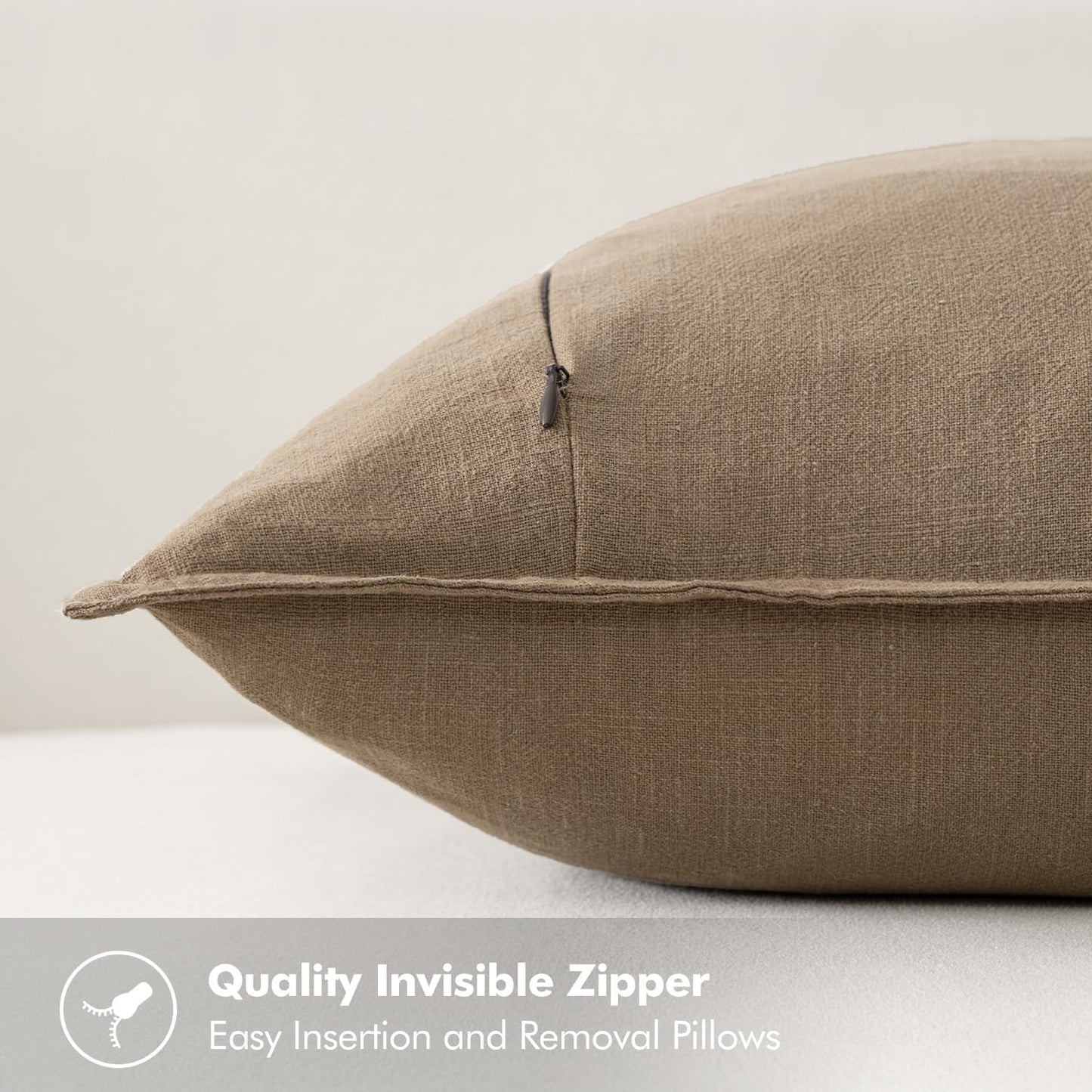 MIULEE Decorative Linen Euro Sham Pillow Covers 26x26 Cream White Boho Farmhouse Neutral Couch Throw Pillows for Bed Pack of 2 Accent Modern Pillowcase Sofa Livingroom Home Decor