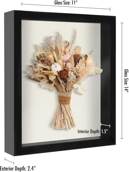 Americanflat 12x16 Shadow Box Frame with Polished Plexiglass - Silhouette Collection - Large Shadow Box Display Case for Tabletop and Wall Display - Black with Soft Felt Back