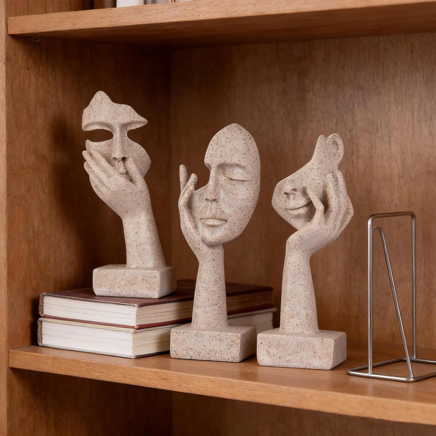 3 Pcs Thinker Small Statue Set - Black Gold Home Decor Abstract Art Figurines for Shelves, Living Room Coffee Table, Office Desktop (3 Pcs Gold, 6")