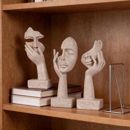 3 Pcs Thinker Small Statue Set - Black Gold Home Decor Abstract Art Figurines for Shelves, Living Room Coffee Table, Office Desktop (3 Pcs Gold, 6")