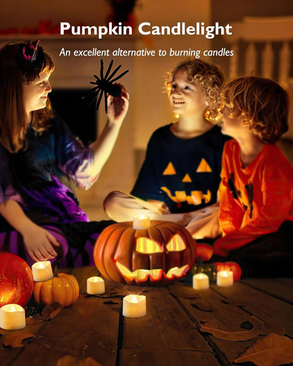 Homemory 24Pcs Flickering Flameless Candle Battery Operated, 200+Hours Fake Electric LED Tea Lights for Votive, Centerpiece Table Decorations, Wedding, Aniversary, Halloween, Christmas