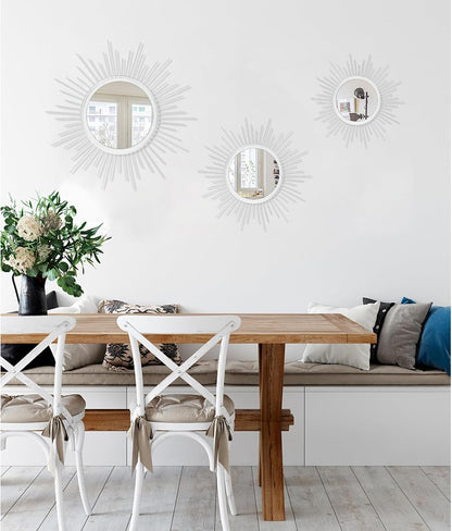 Gold Sunburst Mirrors for Wall Decorative Metal Round Art Mirrors Large Wall Decor Hanging Mirror for Bathroom Bedroom Living Room Vanity Entryway 16"