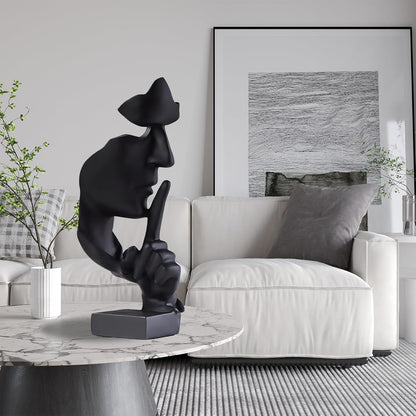 aboxoo Thinker Statue, Silence is Gold Abstract Art Figurine,Modern Home Resin Sculptures Decorative Objects,Table Top Decor for Livingroom Home Decor,Office Study Sculpture,Shh mask Statue(Gold)