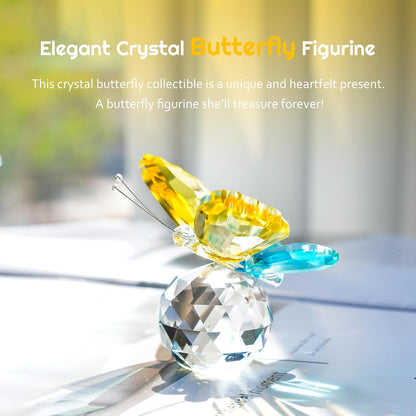 H&D HYALINE & DORA Crystal Cut Butterfly Animal Ornament Decoration for Office Table Home Bedroom