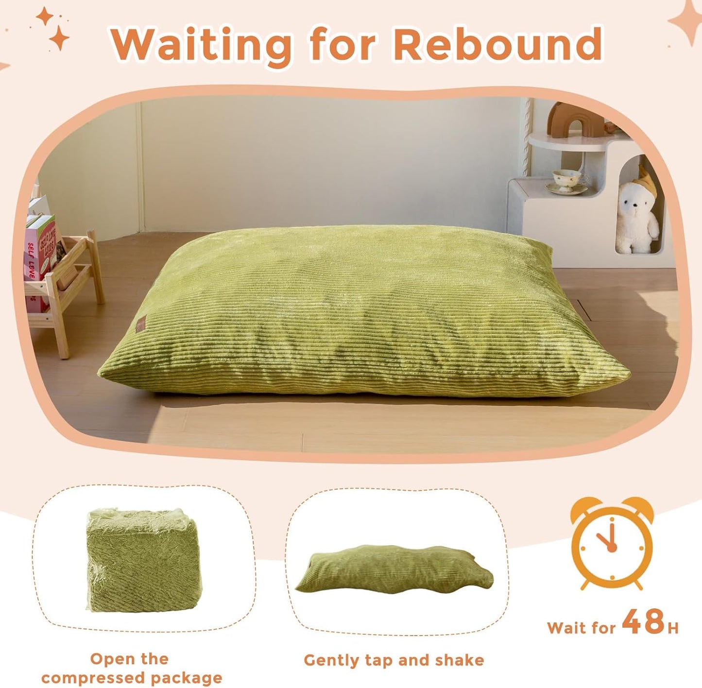 MAXYOYO 3 in 1 Kids Bean Bag Chair Couch, Convertible Chair Folds from Bean Bag to Lounger, Child Floor Sofa for Gaming, Reading, Floor Mattress with High-Density Foam Filling