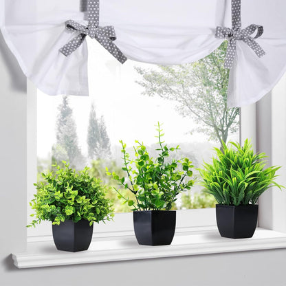 GREENTIME 4 Pack Fake Plants in Black Pot Mini Artificial Eucalyptus Potted Plant Small Faux Grass Greenery Potted for Indoor Home Office Farmhouse Bathroom Table Decoration