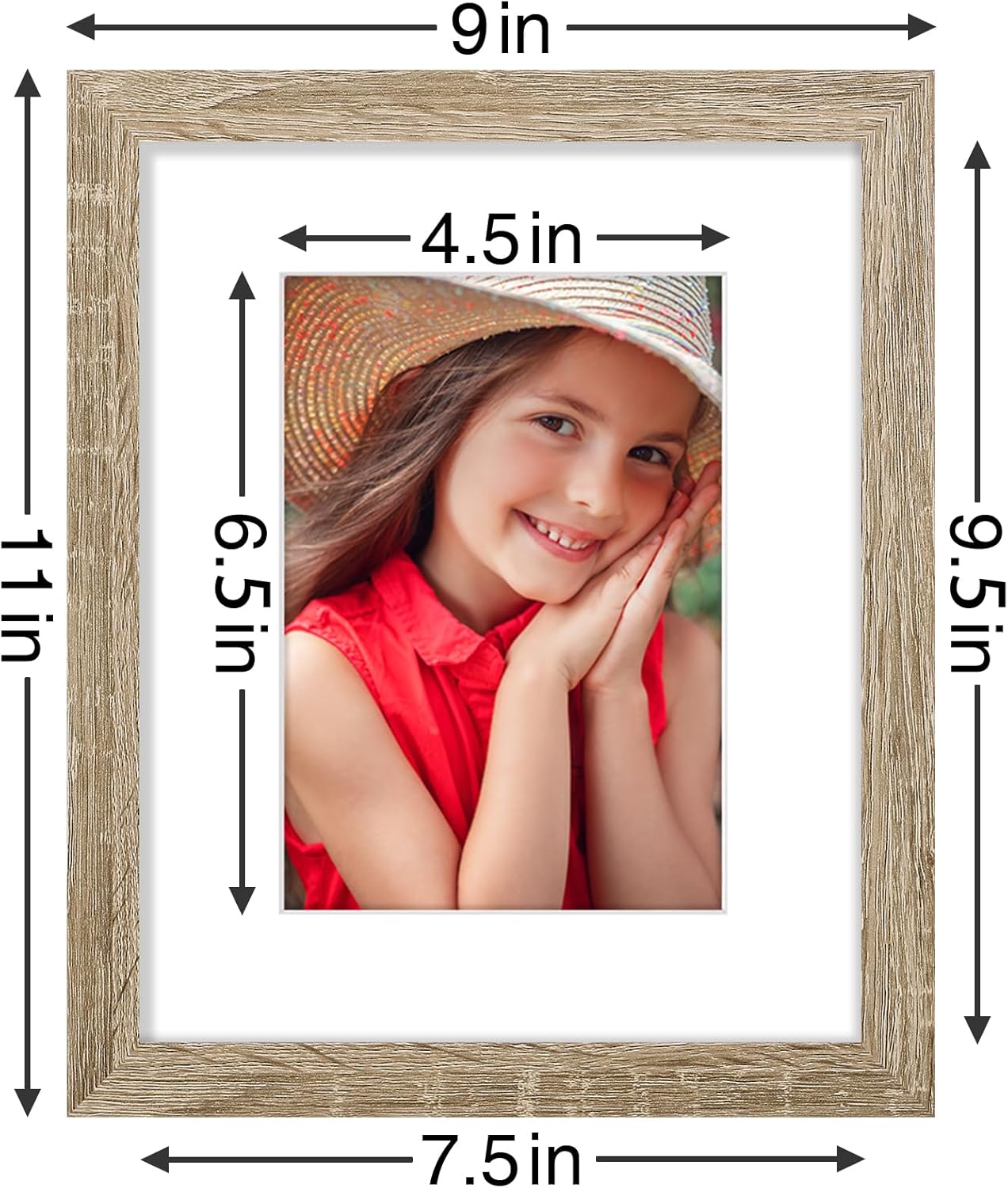 Vittanly 8x10 Picture Frames Set of 9, Shatter Resistant Plexiglass, Display 5x7 Pictures with Mat or 8x10 without Mat, Photo Frames for Wall or Tabletop, Engineered Wood, Black - Colors B