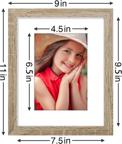 Vittanly 8x10 Picture Frames Set of 9, Shatter Resistant Plexiglass, Display 5x7 Pictures with Mat or 8x10 without Mat, Photo Frames for Wall or Tabletop, Engineered Wood, Black - Colors B