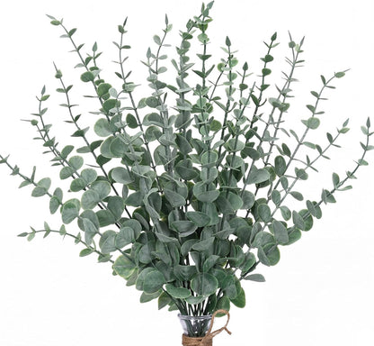 CEWOR 80pcs Artificial Eucalyptus Stems Fake Eucalyptus Leaves Stems Real Touch Leaf Branches for Flower Bouquet Wedding Easter Centerpiece Spring Home Office Decor