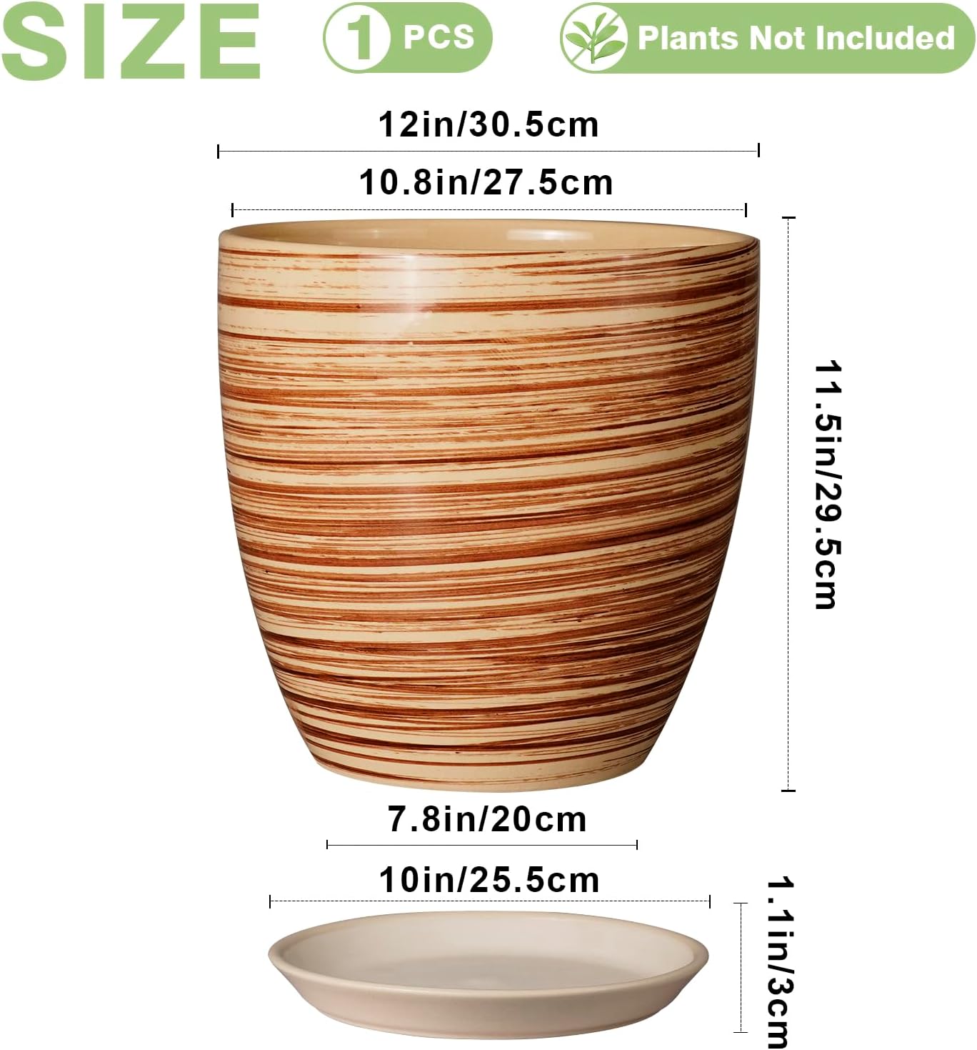 Ceramic Pots for Plants - 6 Inch Plant Pot with Drainage Hole and Saucer, Round Planters for Indoor Outdoor, Flower Pots, Modern Planter, Home Office Room Decor, Gifts for Plant Lovers, White
