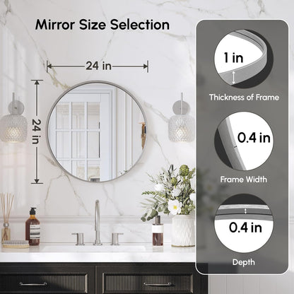 USHOWER Bathroom Mirrors for Over Sink, 36 Inch Circle Mirror with Metal Frame, Black Wall Mirror for Vanity, Entryway, Living Room, Hallway and Bedroom Decor