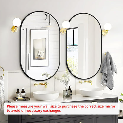 Fabuday Black Arch Bathroom Mirror for Wall - 20x28 Arched Mirror for Over Sink, Metal Framed Mirror for Hanging in Living Room, Bedroom, Entryway, Hallway
