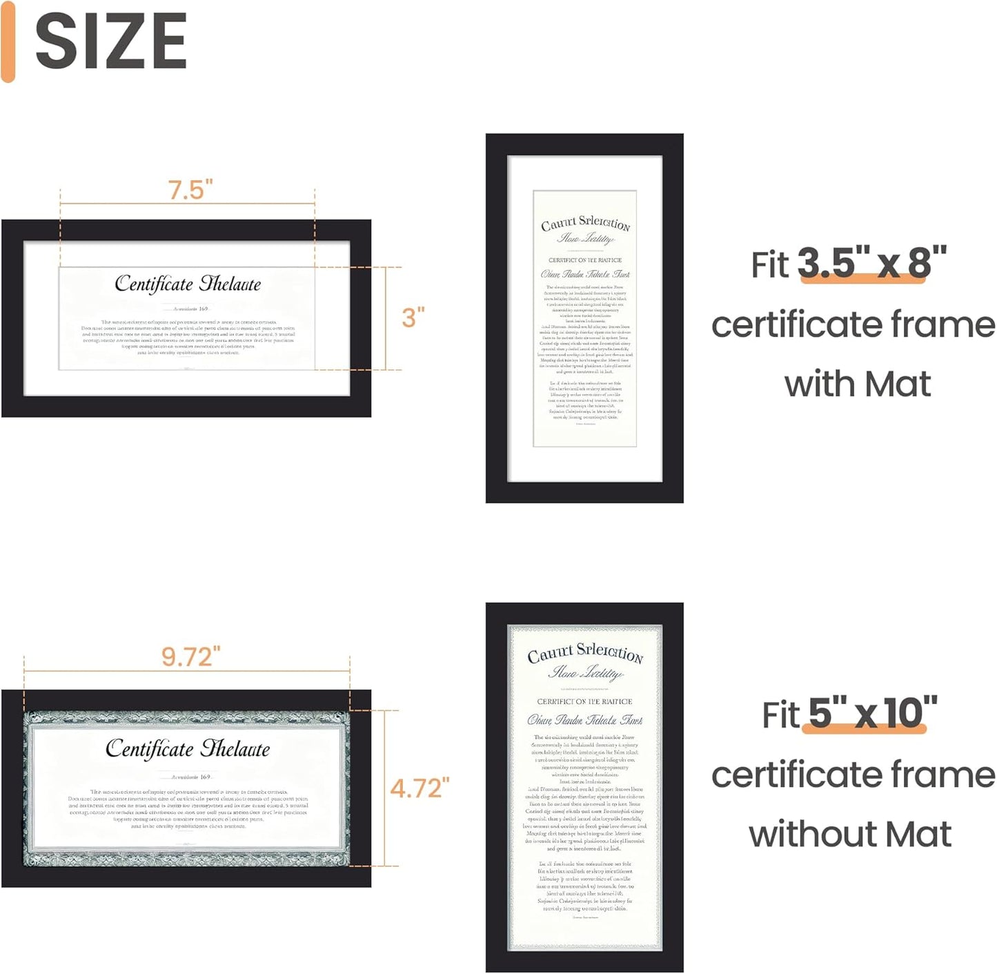 upsimples 8x10 Picture Frame, Display Pictures 5x7 with Mat or 8x10 Without Mat, Wall Hanging Photo Frame, Black, 1 Pack - Colors B