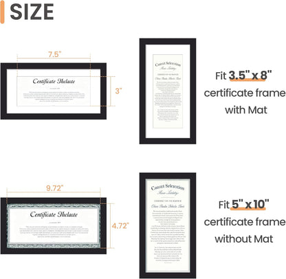 upsimples 8x10 Picture Frame, Display Pictures 5x7 with Mat or 8x10 Without Mat, Wall Hanging Photo Frame, Black, 1 Pack - Colors B
