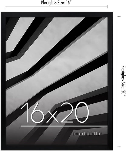 Americanflat 24x36 Poster Frame with Polished Plexiglass - Streamline Collection - Thin Border Picture Frame for Wall Display - Hanging Hardware Included - Black - Colors D