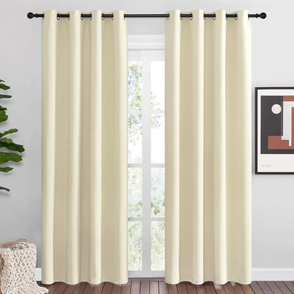 NICETOWN Halloween Pitch Black Solid Thermal Insulated Grommet Blackout Curtains/Drapes for Bedroom Window (2 Panels, 42 inches Wide by 63 inches Long, Black) - Colors C