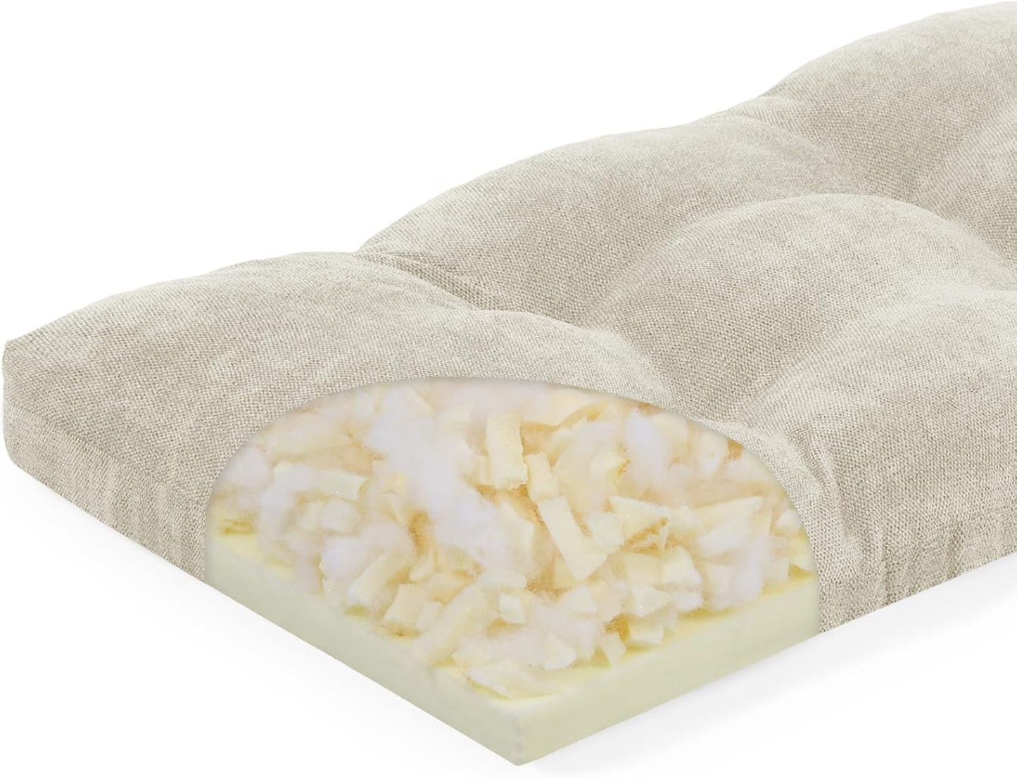baibu 36 Inch Memory Foam Bench Cushion, Dual-Layer Patent Design Non-Slip Indoor Bench Cushion with Ties, 36x15x3Inch, Beige