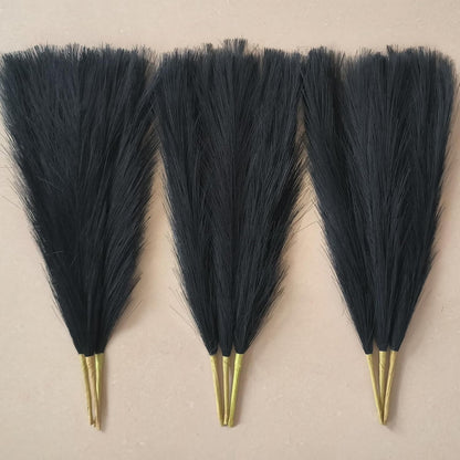 SeptCat 9 Pcs 45" Faux Dried Pampas Grass Tall Decor, Fluffy Fake Long Pompas Artificial Black Grey Gray Pompous Stems Bouquet Flower Arrangement Vase Filler for Boho Home Wedding Decoration