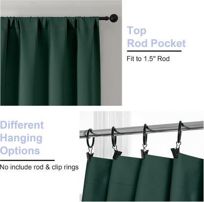 Simplebrand Ava Sage Green Blackout Curtains for Bedroom 63 Inch Length 2 Panels Set, Solid Thermal Insulated Energy Saving Rod Pocket Window Treatment Curtains Blackout Drapes, W40 x L63 Inch, Sage - Colors B