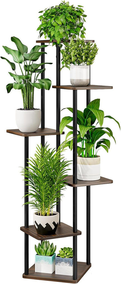 AZERPIAN Plant Stand 5 Tier Indoor Metal Flower Shelf for Multiple Plants Corner Tall Flower Holders for Patio Garden Living Room Balcony Bedroom, Black (5 Tier-Black)