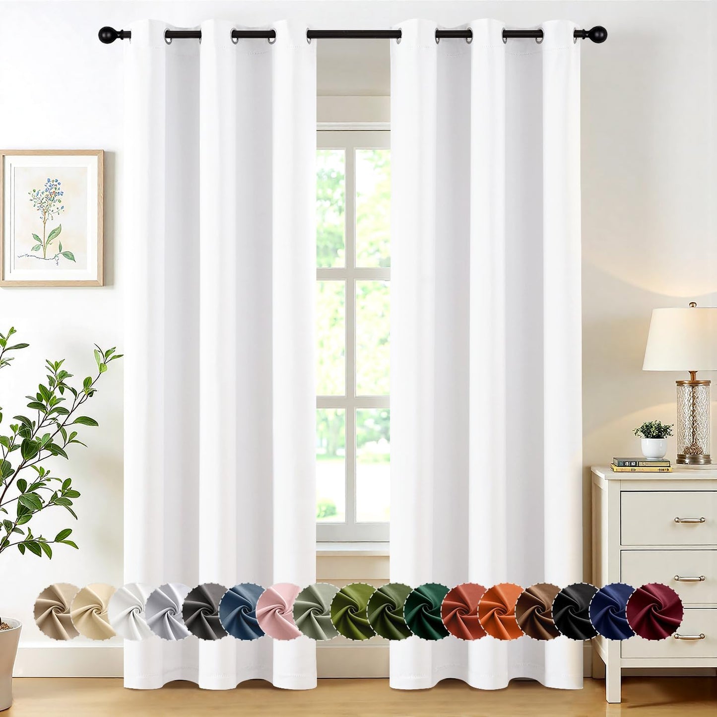 MIULEE Blackout Curtains for Bedroom Living Room 2 Panels, Thermal Insulated Room Darkening Drapes Grommet Noise Reducing Light Blocking Window Treatments 63 Inches Long 40x63 Inch Black - Colors A