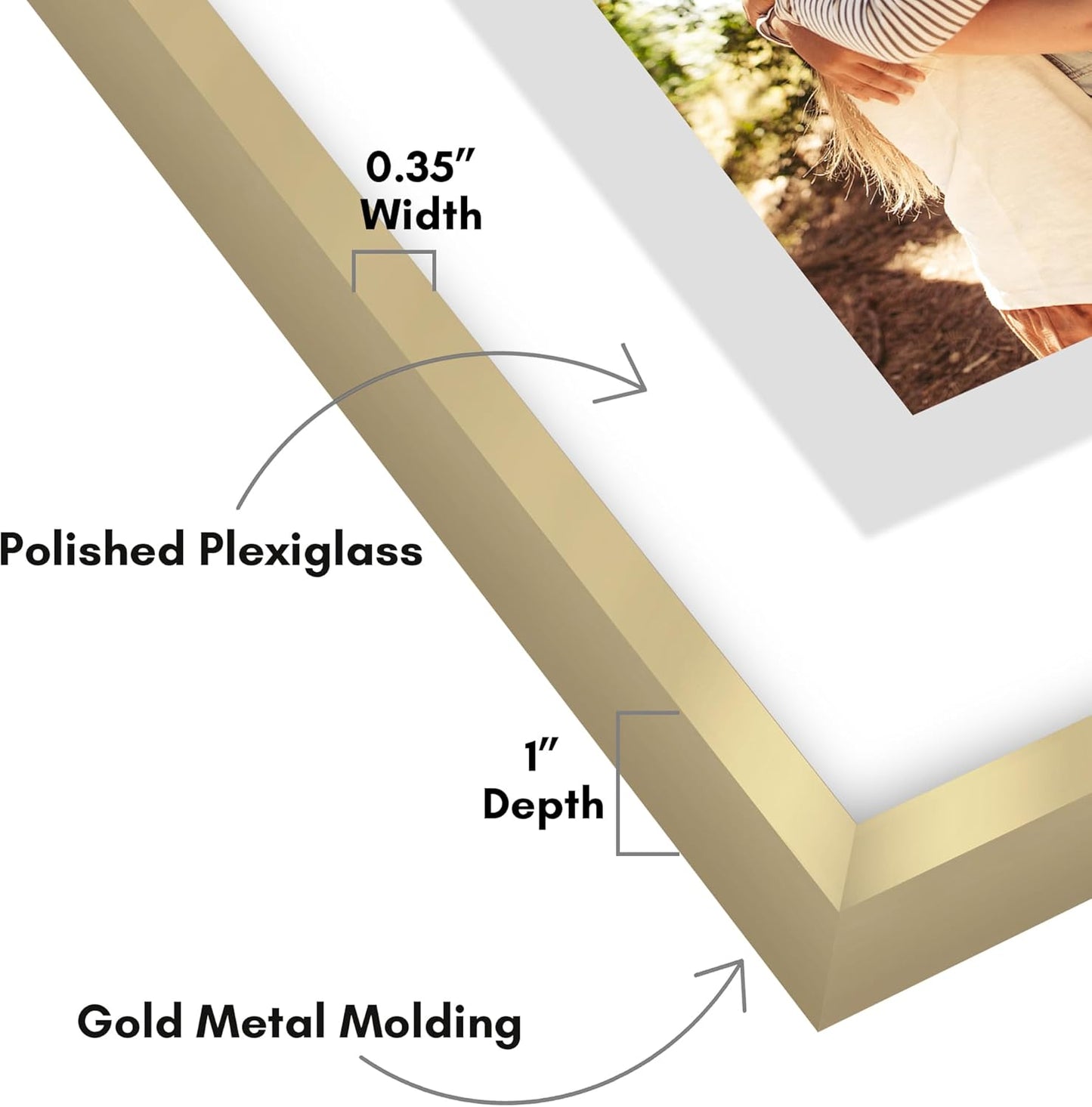 Americanflat Aluminum 11x14 Floating Picture Frame with Shatter-Resistant Glass - Use as 8x10 Picture Frame or Display 11x14 Photo - Signature Float Collection - Photo Frames for Wall Display - Black