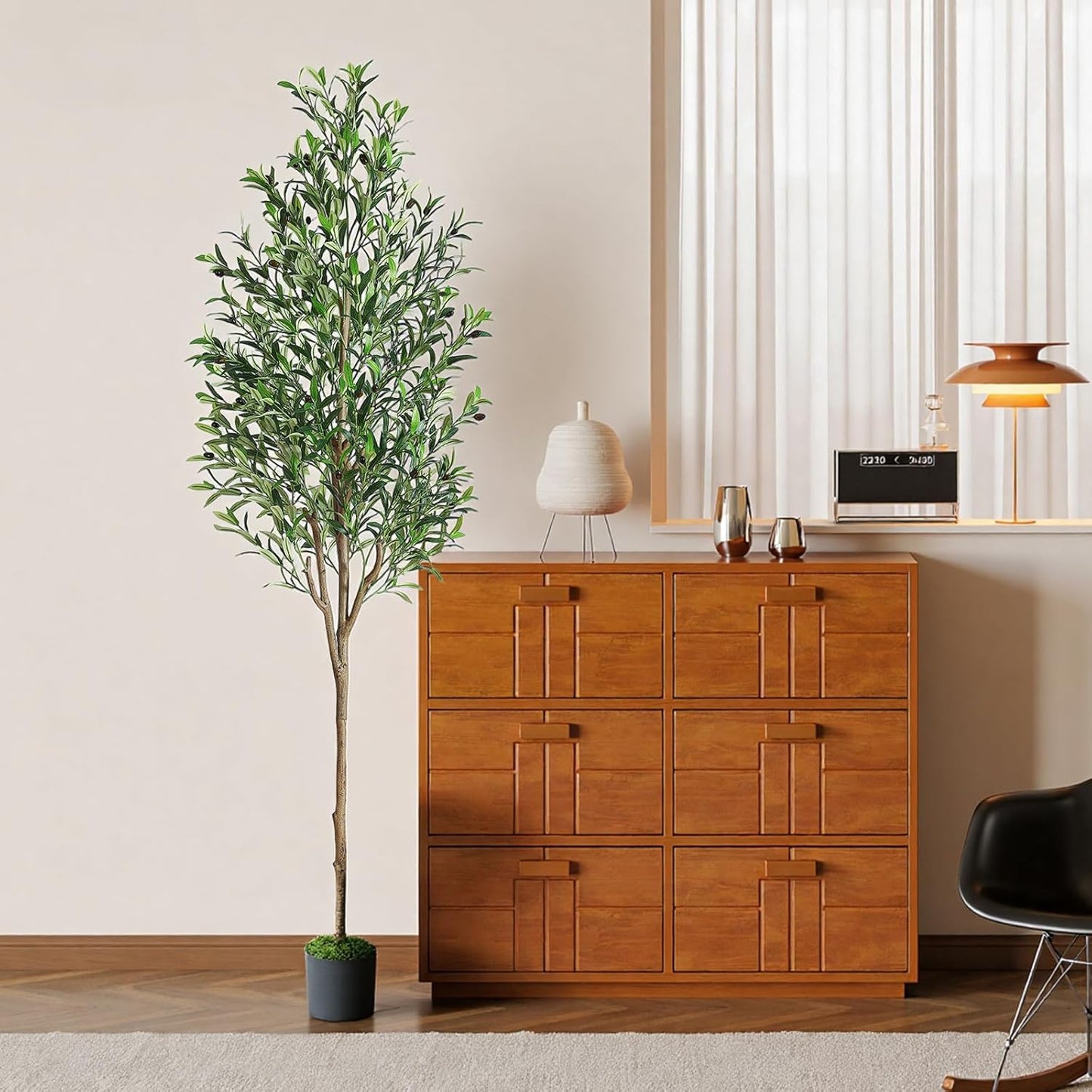 Alupssuc Olive Trees Artificial Indoor, 6FT Tall Faux Olive Tree with White Planter, Artificial Plants with Lifelike Fruits and Realistic Leaves for Modern Home Office Living Room Decor